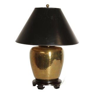 Hollywood Regency Style Hammered Brass Table Lamp For Sale
