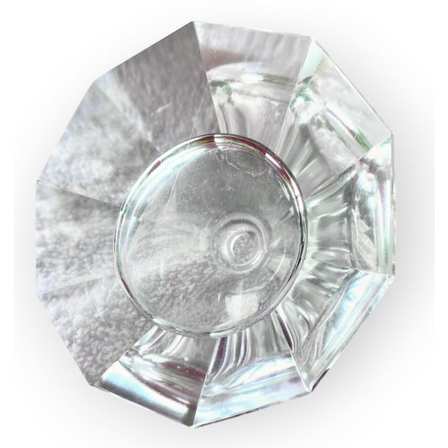 Glass Czechoslovakian Art Deco Paneled Crystal Perfume Bottle Frosted Crystal Stoppe For Sale - Image 7 of 13