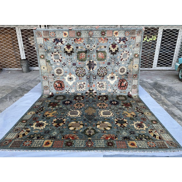 2000 - 2009 Hand-Knotted Afghan Suzani Chobi Wool Area Rug - 8'11" X 11'11" For Sale - Image 5 of 13