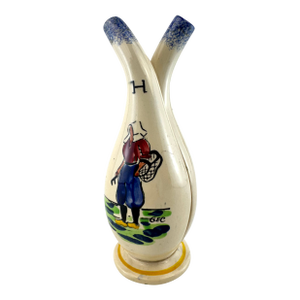 Vintage Early 20th Century Hb Quimper Double Oil & Vinegar Cruet