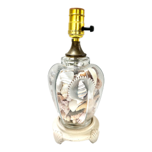 1980s Coastal Glass Table Lamp Filled With Natural Seashells