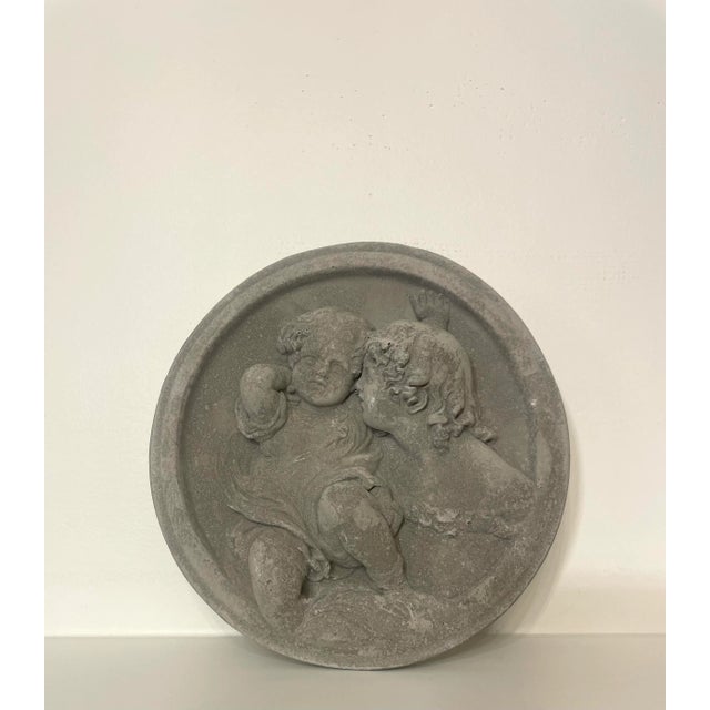 Mid 20th Century Vintage Victorian Garden Concrete Intaglio, the "Calmady Children" in the Style of Sir Thomas Lawrence For Sale - Image 5 of 11
