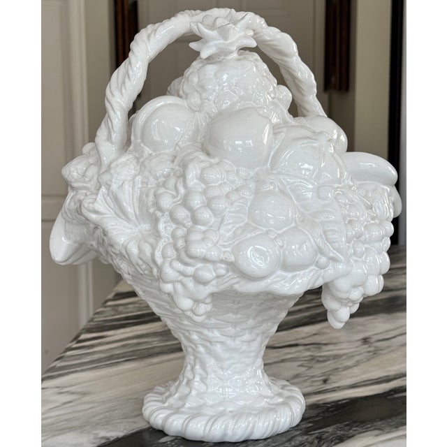 Vintage Bordallo Pinheiro Large Scale Trompe l'Oleil Fruit Basket For Sale - Image 16 of 18