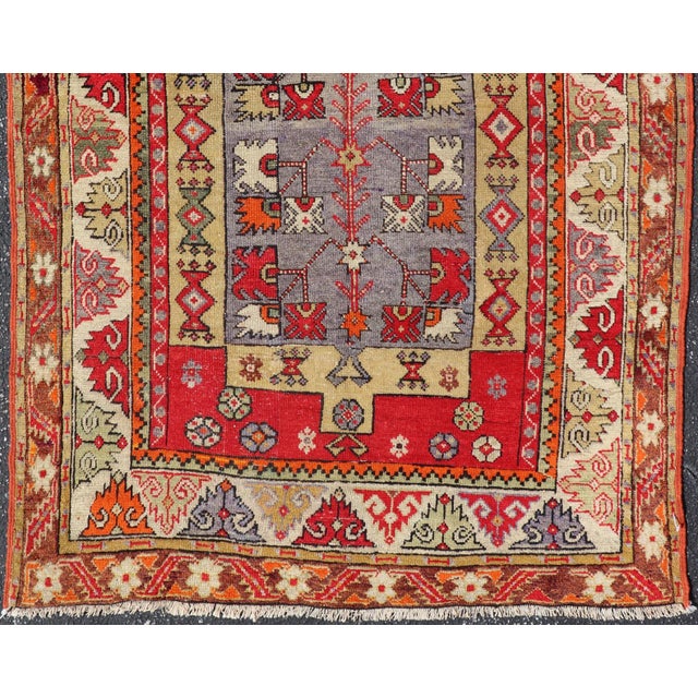 1920s Colorful Antique Turkish Small Oushak Carpet in Multi Layered Design For Sale - Image 5 of 14