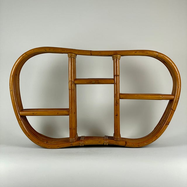 Unique Rattan Wall Hanging Curved Etagere by Ritts Co Tropitan, Circa 1960's Chairish