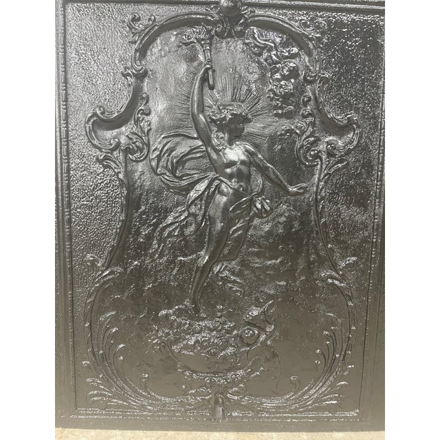 French Provincial 19th Century French Quarter Cast Iron Fireplace Surround & Ornate Figural Cover 36"x36" For Sale - Image 3 of 10