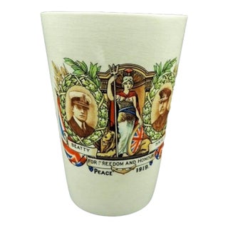 Antique 1919 Winton World War I Memento Peace Tumbler Small Vase British Adm Beatty & Gen Haig 1919 For Sale