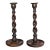 Antique English Barley Twist Oak Candlesticks - A Pair For Sale