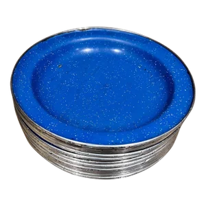 1960s Speckled Blue 15 Enamelware Plates Camping Dinnerware Mexico