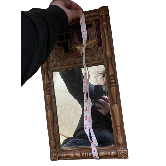 Brown Vintage Midcentury Syroco Colonial Early American Revival Wall Mirror For Sale - Image 8 of 8