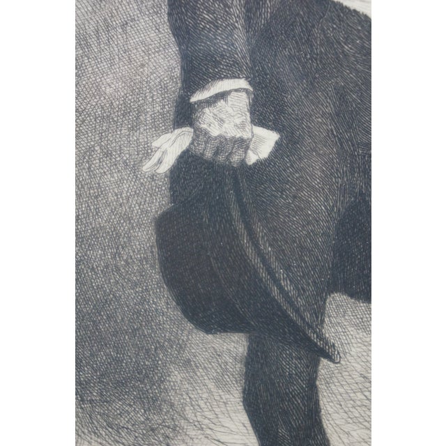 1883 French Antique Etching Self Portrait of Lhéritier Georges Cain Burled Frame For Sale - Image 12 of 13