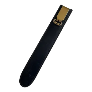 1970s Gucci Gold Metal Letter Opener in Black Leather Case