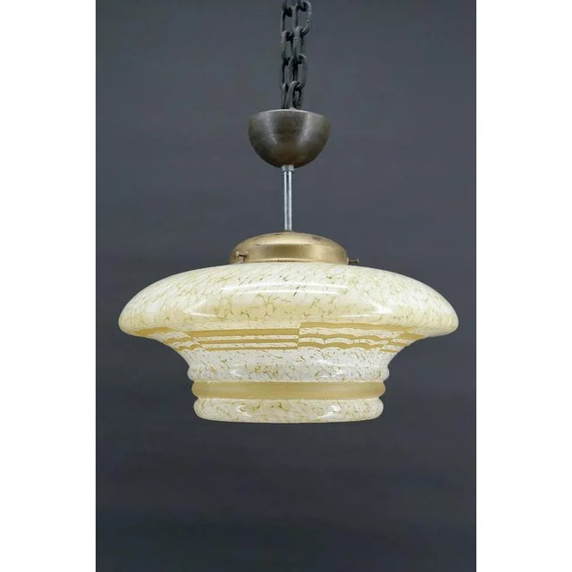 Modern Art Deco Pendant Light in Acid-Etched Glass, 1930 For Sale - Image 4 of 10