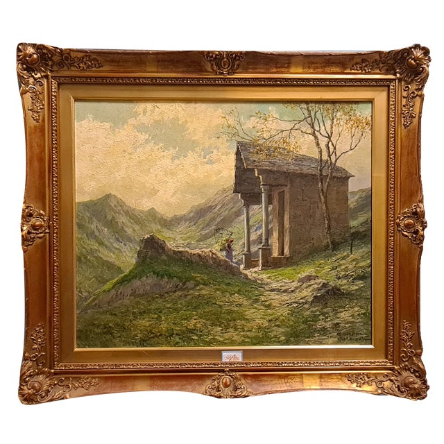 Giuseppe Gheduzzi, Landscape, Early 1900s, Oil on Wood, Framed For Sale