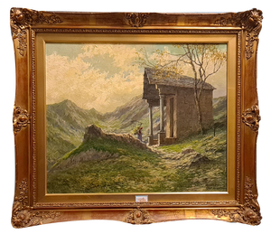 Giuseppe Gheduzzi, Landscape, Early 1900s, Oil on Wood, Framed