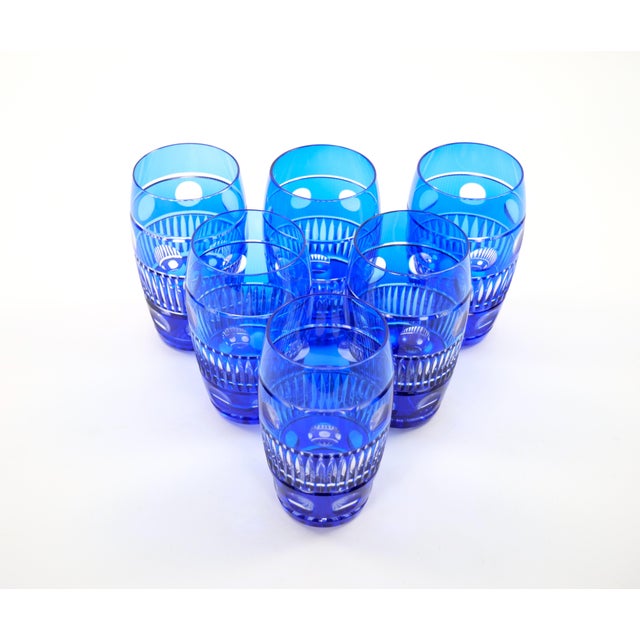 Val Saint Lambert Cobalt Blue Tableware Crystal Water, Service for 12 People For Sale - Image 10 of 13