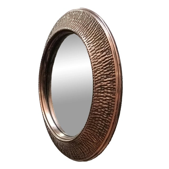 Mid-Century Modern Vintage Patinated and Hammered Copper Wall Mirror by Angelo Bragalini, 1960s For Sale - Image 3 of 9