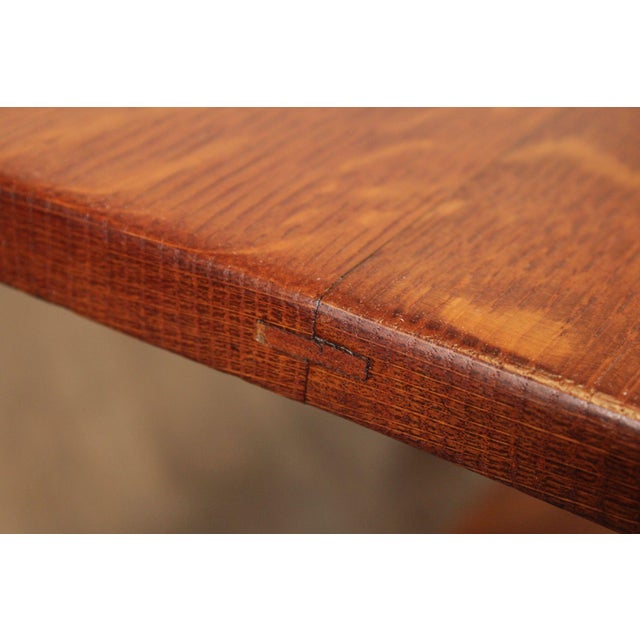 L. & J.G. Stickley Antique Mission Oak Library Table Writing Desk For Sale - Image 10 of 12