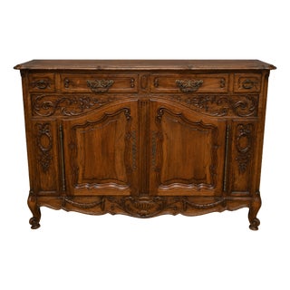 Louis XV Provencal Buffet in Carved Walnut, 1800s For Sale