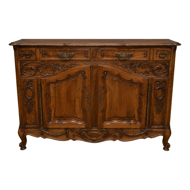 Louis XV Provencal Buffet in Carved Walnut, 1800s For Sale