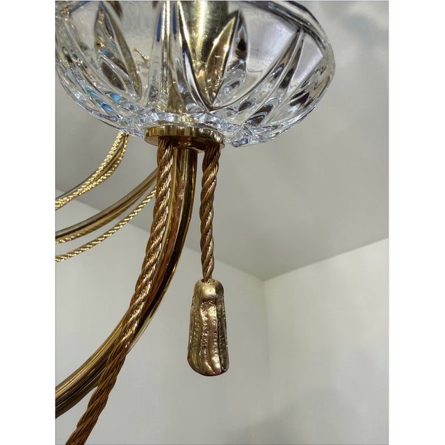 Vintage 21 Light Polished Brass Neoclassical Chandelier For Sale - Image 4 of 6