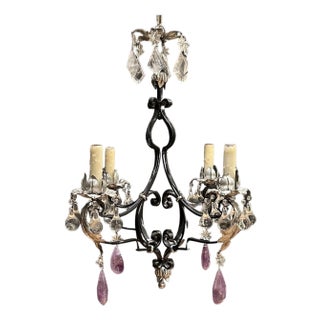 Rock Crystal, Iron and Silver Gilt Chandelier For Sale