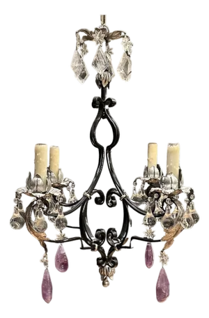 Rock Crystal, Iron and Silver Gilt Chandelier