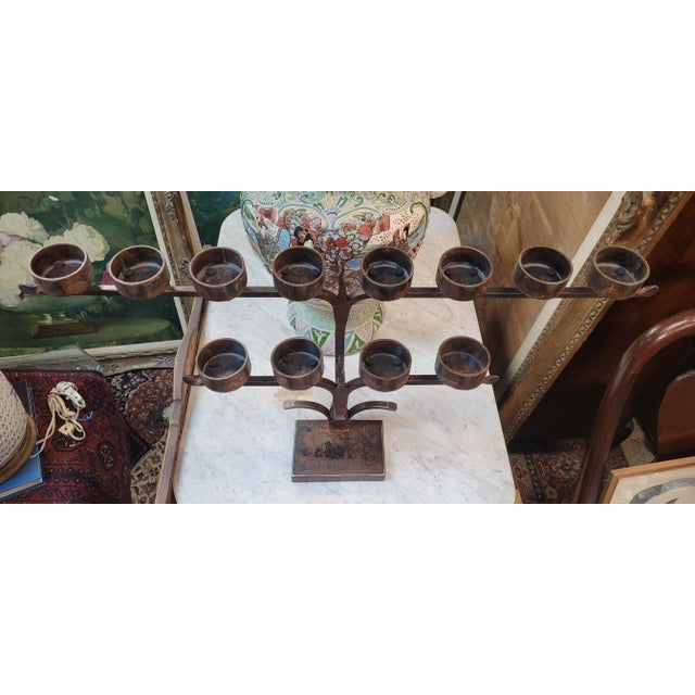 Metal Jan Barboglio Hand Forged Iron Candle Holder For Sale - Image 7 of 9