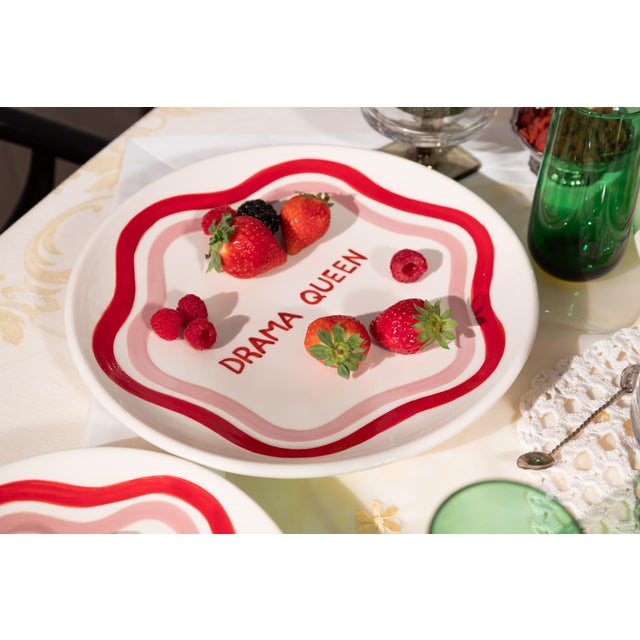 Red Talk of the Table Artisanal Plate Set- Set of 2 For Sale - Image 8 of 15