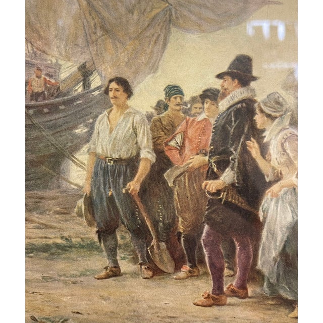 Vintage Framed the Abduction of Pocahontas Print After j.l.g. Ferris, Historical Colonial Wall Art. For Sale - Image 10 of 10