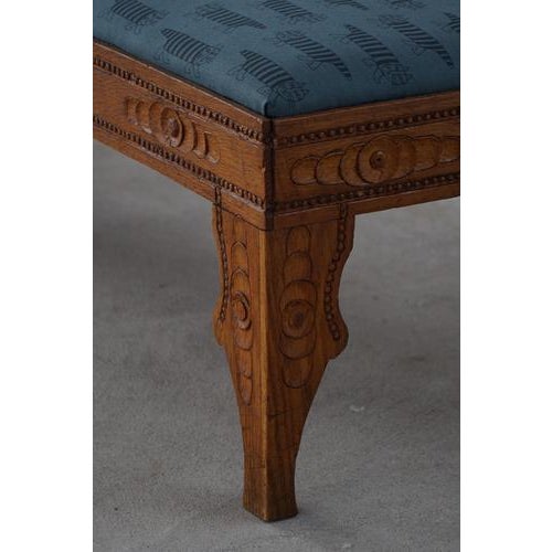 Art Nouveau Danish Chaise Lounge in Oak & Lisa Larson Mikey Upholstery, 1920s For Sale - Image 17 of 18