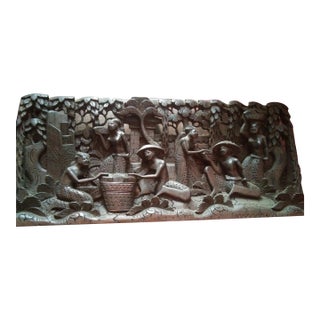 Vintage 70s Balinese Relief Craved For Sale