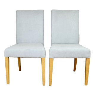 Celadon Blue Upholstered Oak Chairs from Ikea, 1970s, Set of 2 For Sale