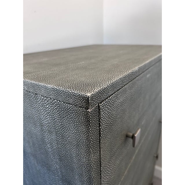 Slate Gray Cb2 Faux Shagreen Embossed Tall Chest For Sale - Image 8 of 10