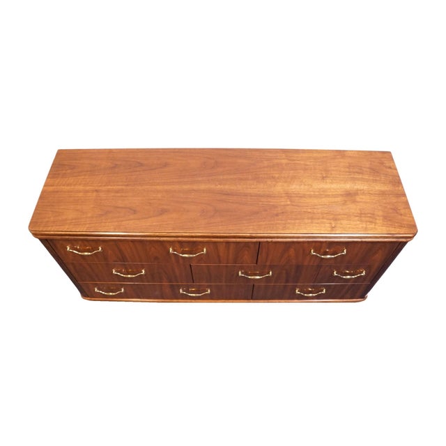 Late 20th Century Thomasville Furniture Agenda Collection Solid Walnut MCM Mid Century Modern 62" Triple Dresser 23411-125 For Sale - Image 5 of 15