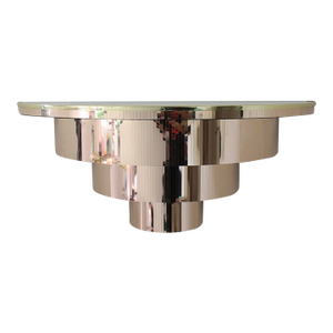 Vintage 70s Disco Console Table, Cascading Demilune Wall Mounted Shelf in Gold