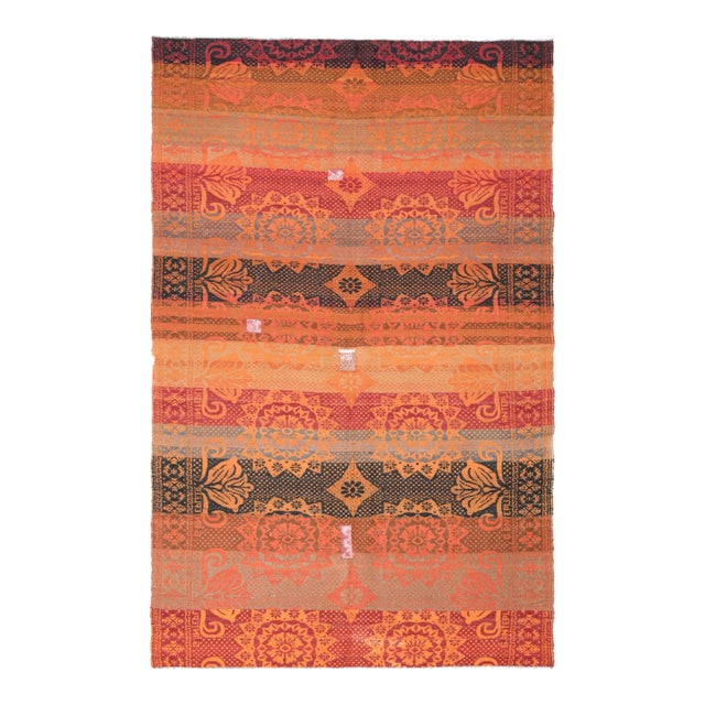 1970s Vintage Turkish Oushak Handmade Wool Cotton Orange Area Rug For Sale