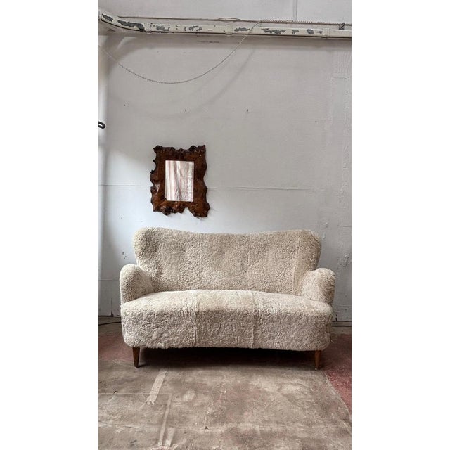 Danish Sofa in Shearling Sheepskin by Alfred Christensen, 1950 For Sale - Image 4 of 7