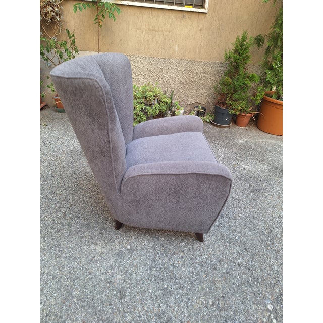Paolo Buffa Bergère Armchair in Grey attributed to Paolo Buffa, 1940s For Sale - Image 4 of 6