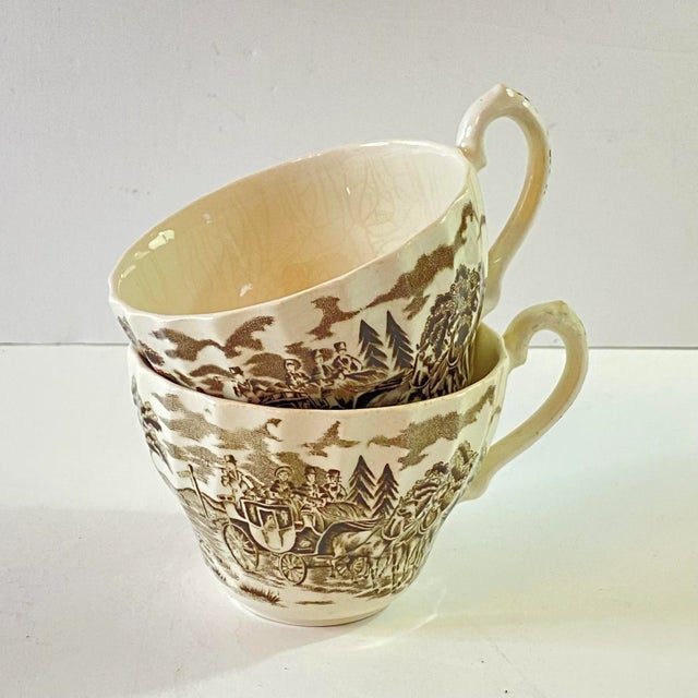 Vintage 1980s Myott Staffordshire Royal Mail Ironstone Tea Cups - A Pair For Sale - Image 9 of 9