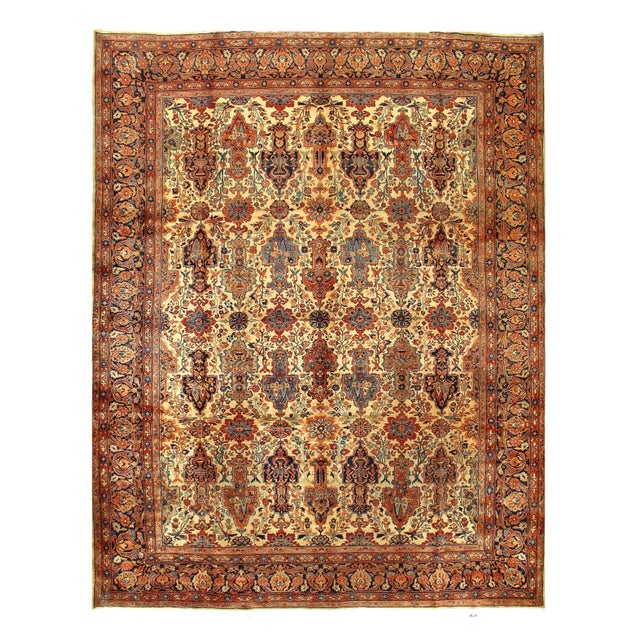 Beige 1900 - 1909 Beige Antique Persian Sarouk For Sale - Image 8 of 8