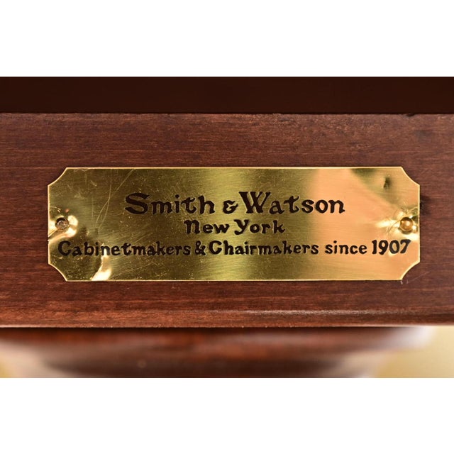 Smith & Watson Georgian Banded Cherry and Burl Wood Double Pedestal Extension Dining Table, Newly Refinished For Sale - Image 12 of 13