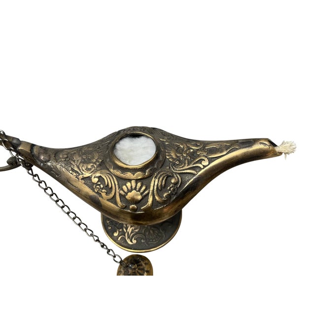 Rustic Genie Lamp with Chain Lid For Sale - Image 5 of 13