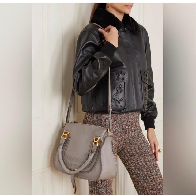 Chloé Women's Gray Marcie Small Double Carry Foldover Tote Bag, Brand New For Sale - Image 4 of 18