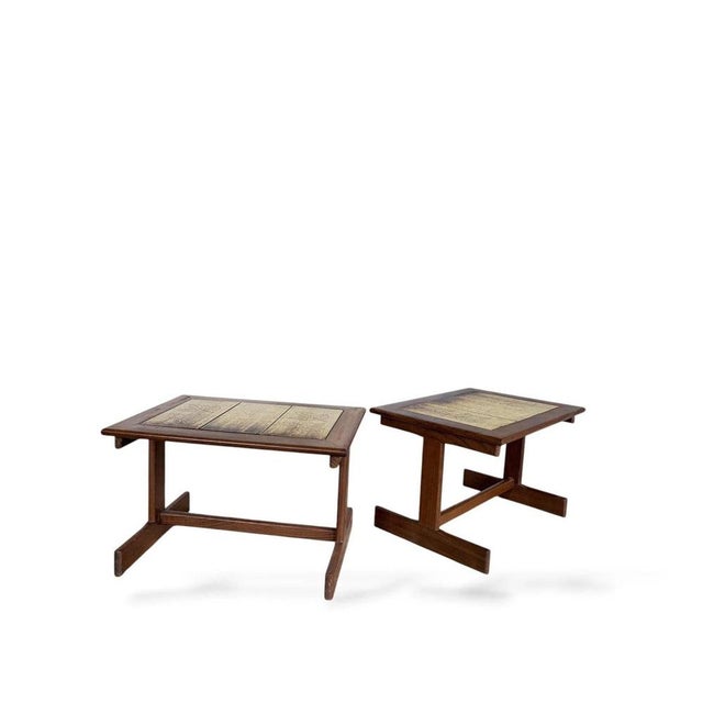 Mid-Century Modern Teak Bedside Table with Ceramic Tile Top, 1960s For Sale - Image 4 of 9