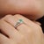 Mid 20th Century Style Sterling Silver Emerald & Diamond Halo Bypass Ring Size 7.5 For Sale - Image 9 of 12