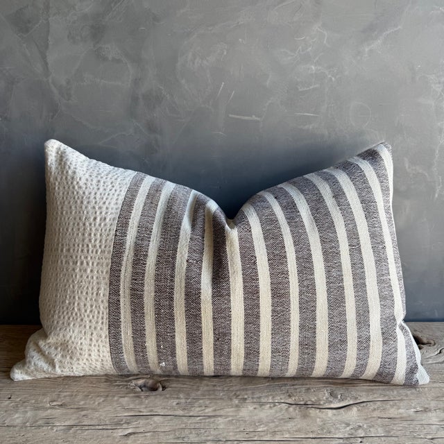 Vintage Turkish Hemp Rug Pillow 18" X 29" With Down Insert For Sale - Image 4 of 6