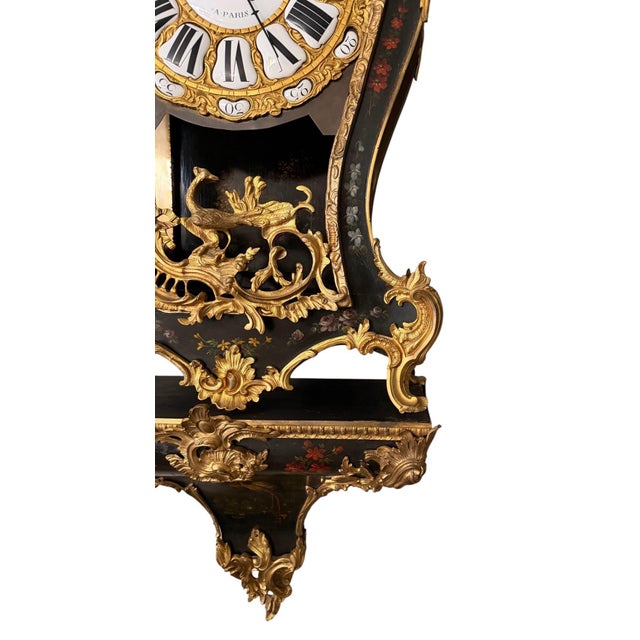 18th Century French Louis XV Lenoir À Paris Floral Cartel Clock & Bracket For Sale - Image 13 of 13