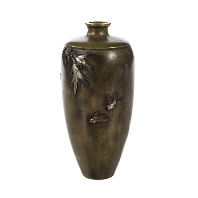 19th C. Japanese Metal Meiji Vase For Sale - Image 5 of 9