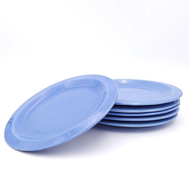 Arts & Crafts Set of Twelve Rich Pale Blue Plates, Probably u.s.a., Circa 1910 For Sale - Image 3 of 6